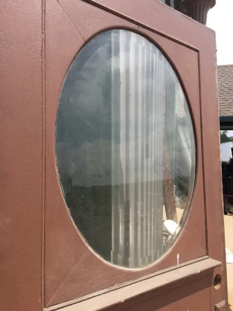 D 223 Antique Half Beveled Glass Oval OAk Entrance Door 2