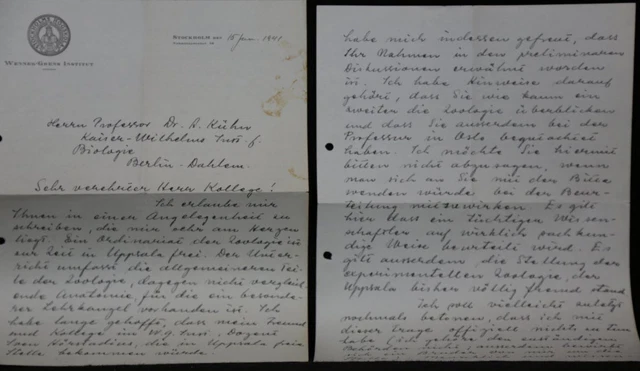 John Runnström (1888-1971) Eigenhändiger Brief 3,5 Pagine 1941