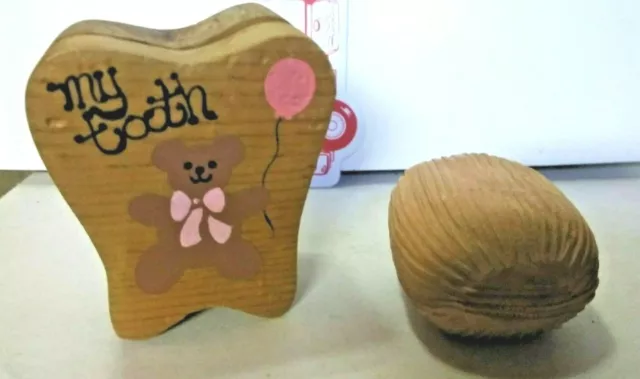 Wooden Tooth Fairy Box with Swivel Lid & Acorn Nut with Scary Moving Bug Inside