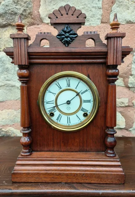 American Architectural Mantel Clock – Antique 8 Day Striking By Ansonia 1900