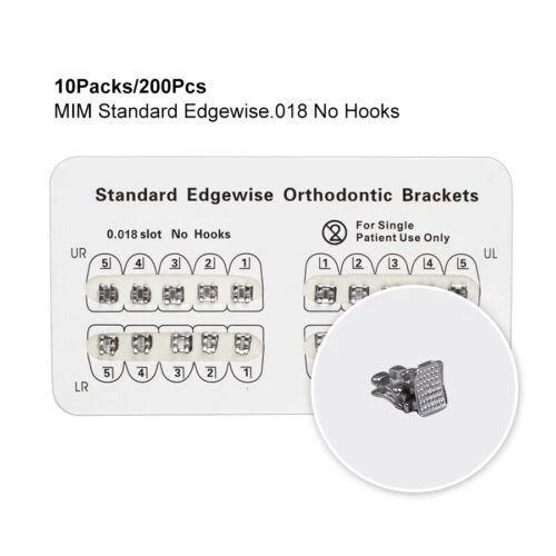 Dental Orthodontic Metal Brackets Braces Lot of 200pcs - Standard .018 Size