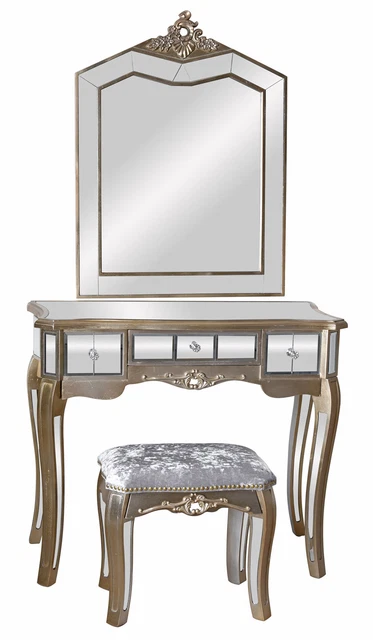 Tavolo da trucco con specchio tavolo da parrucchiere tavolo cosmetico cassettiera sgabello a specchio