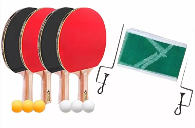 Set Ping Pong Con 4 Racchette 6 Palle Rete  Sport Gioco Tennis Da Tavolo