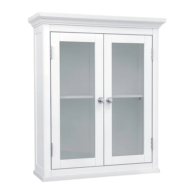 Removable Wooden Bathroom Wall Cabinet Cupboards with 2 Doors Shelving Storage