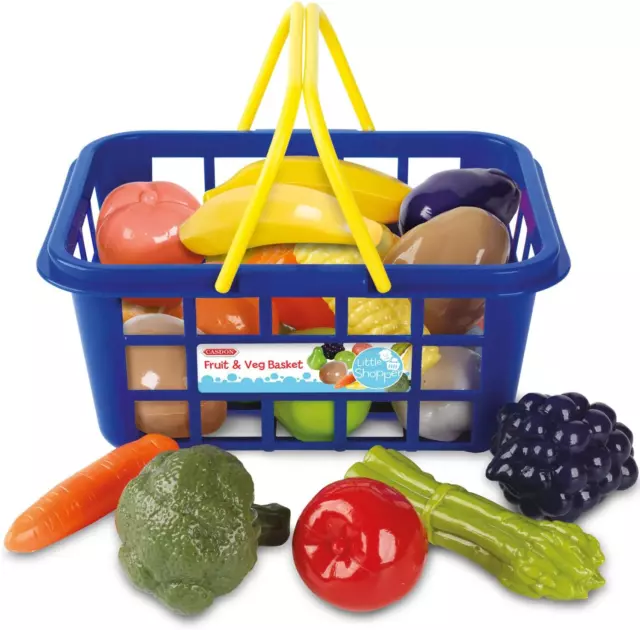 Casdon 633 Kids Fruit and Vegetable Basket Roleplay,Blue/Yellow
