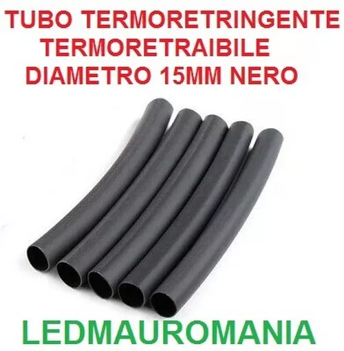 Scatola 30 Pezzi Guaina Tubo Termorestringente  15mm Nero Termoretraibile x cavo