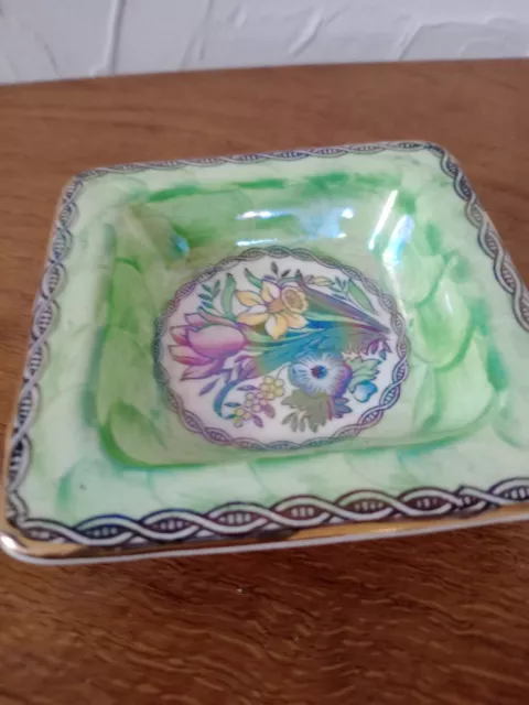 Rare Vintage Maling Pattern 'Springtime Wave Green Border' Ash Tray 3