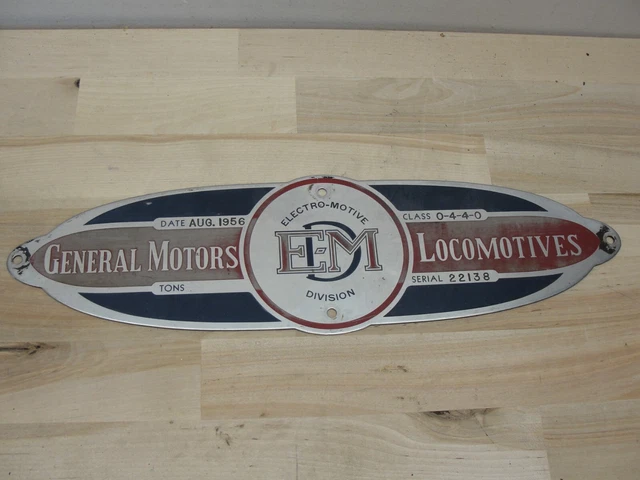 1956 General Motors Electro-Motive Locomotive Builders Plate 22138 Class 0-4-4-0 1956 General Motors Electro-Motive Locomotive Builders Plate 22138 Class 0-4-4-0