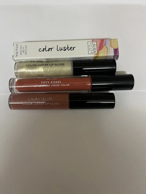 Set X 3 Laura Geller Lip Gloss Trio Set- City Lights-Sienna Rose -Sugar Cane -