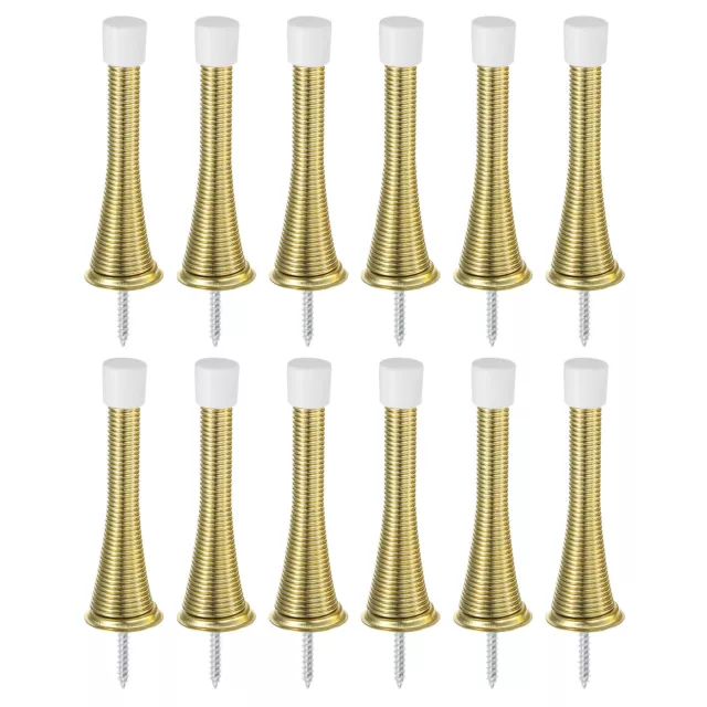Door Stop, 12Pcs 3-1/4 - Spring Steel Door Stopper with 12 Screws (Gold)