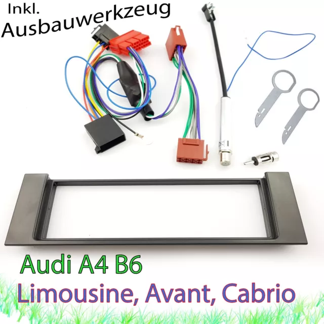 für AUDI A4 B6 8E 8H Radioblende Blende Adapter Antenne Phantomspeisung Set