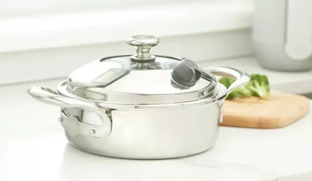 Princess House Vida Sana 5-Ply Stainles Steel Casserole With Nutri-Steam  Valve Signals When Cookware Pan Reaches the ProperTemperature Offering the