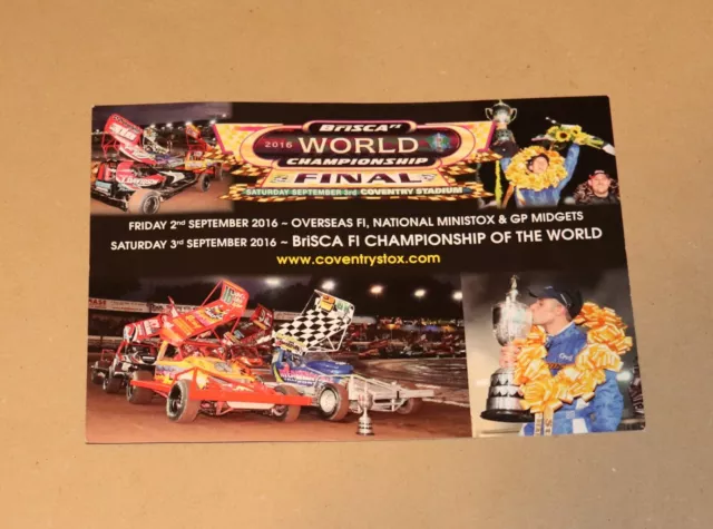 2016 Coventry Brisca F1 stock car World Final A5 card flyer