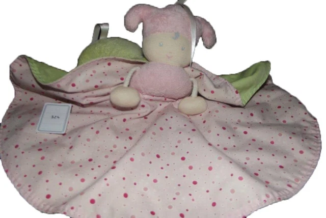 doudou Corolle Poupee Rose lutin reversible pois  Poupee