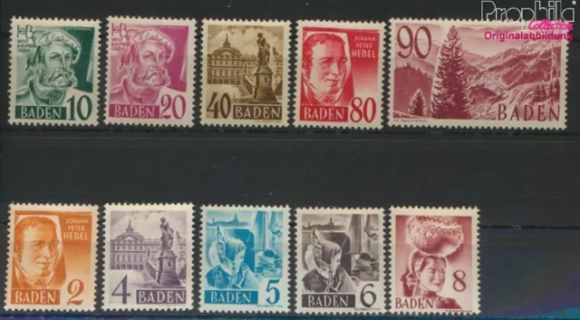 Briefmarken Franz. Zone-Baden 1948 Mi 28-37 (kompl.Ausg.) postfrisch(9687951