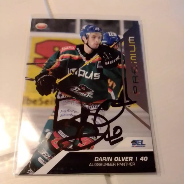 DEL Premium Card 09/10 Silber sig. Augsburger Panther Darin Olver