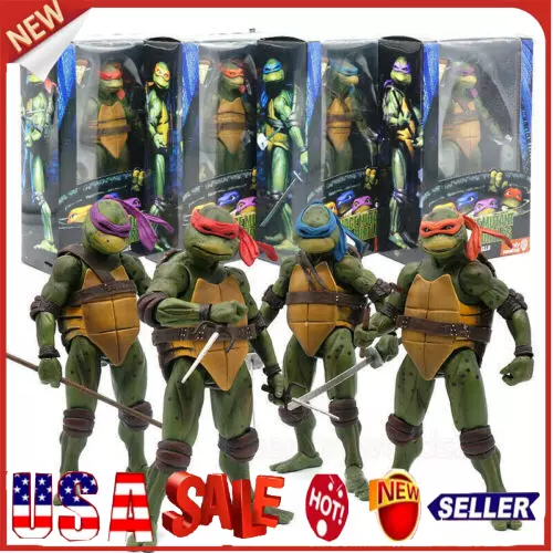 NECA TMNT 1990 Movie 7" Teenage Mutant Action Figure Movable Toys Ninja Turtles