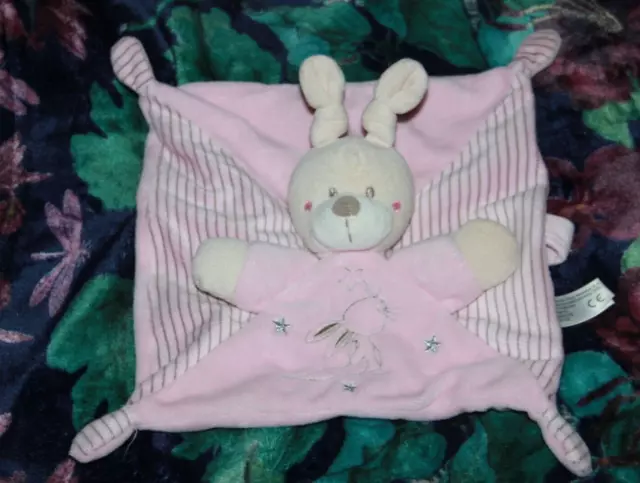 doudou SIMBA TOYS KIABI LAPIN PLAT ROSE RAYE ETOILE ARGENTEE jamais servi  com9