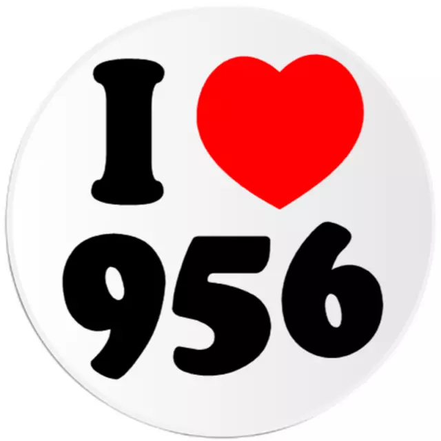 I Love 956 - Circle Sticker Decal 3 Inch - Area Code Laredo Texas TX