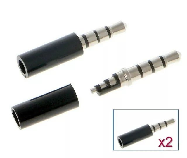 2x Connecteur prise Audio Stereo + Mic 3,5mm Jack 4 poles Connector plug solder