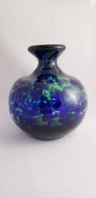 RARE Stunning Vase Bengt Edenfalk for Skruf Swedish Heavy Art Glass Vase Signed