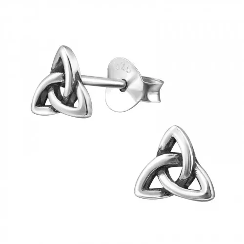 925 Sterling Silver Trinity Knot Triquetra Celtic Stud Earrings Men Women Unise