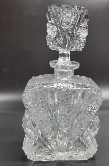 vintage american brilliant cut clear crystal liquor wine decanter glass bottle .
