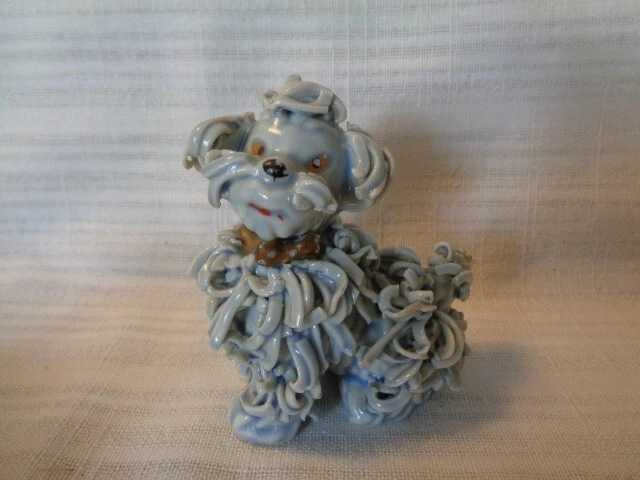 Vintage BLUE SPAGHETTI TRIM POODLE