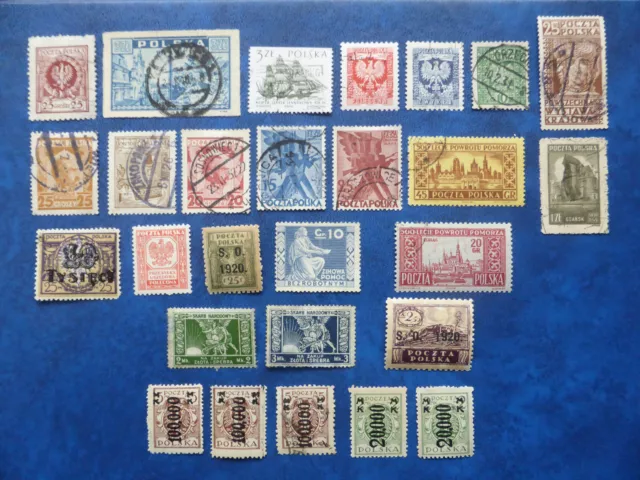 Briefmarken Polen, 27 Werte, gestempelt + ungestempelt