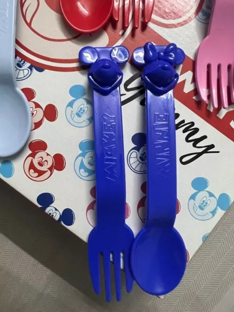 Tupperware Disney Spoon & Fork Set Mickey & Minnie Mouse  6" Blue New