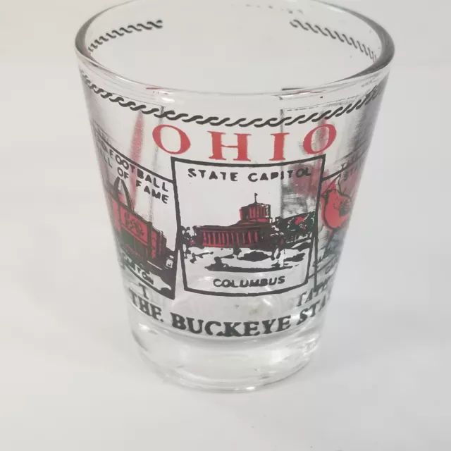 Ohio The Buckeye State Football Hall of Fame State Bird Cardinal Shot Glass