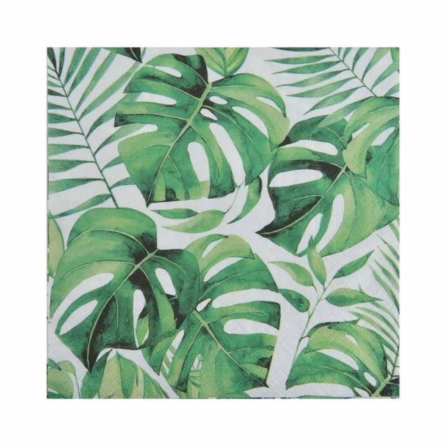 Paris Prix - Lot De 20 Serviettes En Papier "monstera" 33x33cm Vert