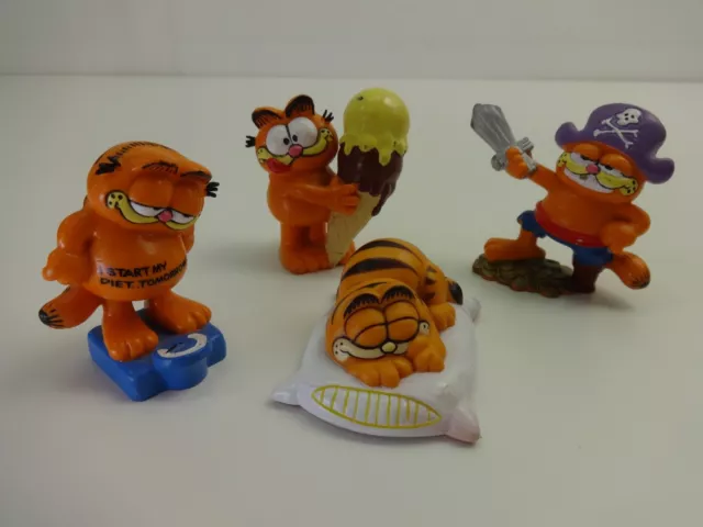 Vintage Garfield Figurines x4 Mixed 80's Bully West German Cartooon Characters