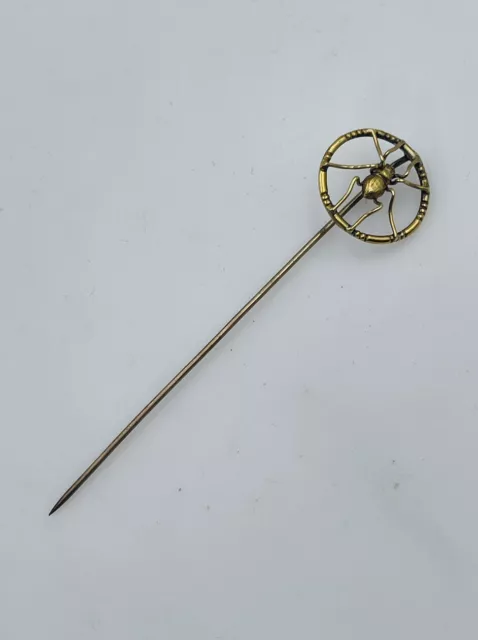 Antique Victorian 18k Yellow Gold Spider Stick Pin