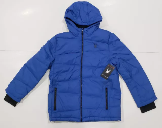 New with tag NWT Boys Spyder Blue Nexus Insulated Hooded Puffer Jacket L 14/16