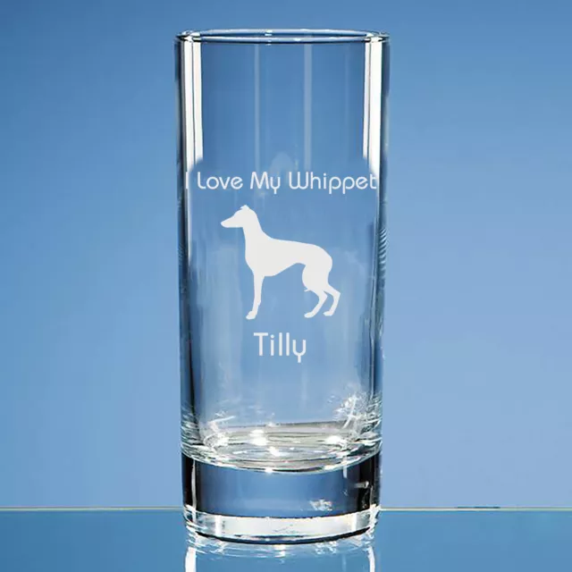 Whippet Dog Lover Gift Personalised Hand Engraved Highball Glass Gift: Birthday