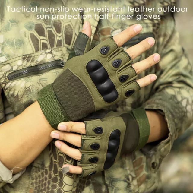 Tactical Hard Knuckle Half Finger Gloves Army Military Airsoft Work Fingerless f