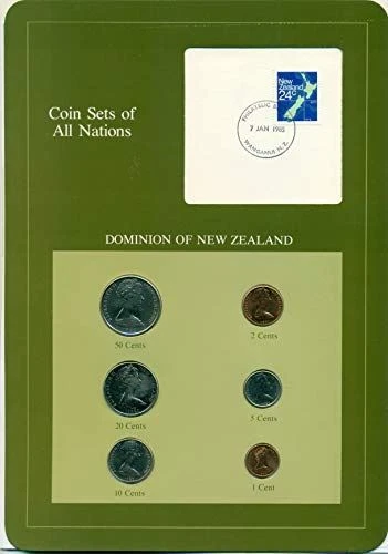 New Zealand 6-Coin Unc Set 1982/1984 with Cancelled Stamp