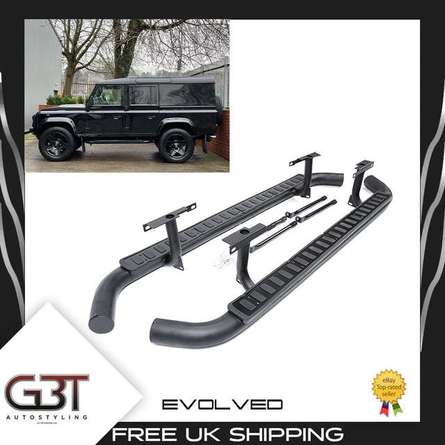 SIDE STEPS FOR Land Rover Defender 110 Tubular All Black Fire & Ice
