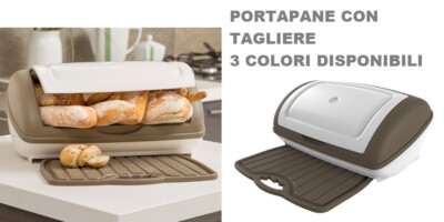 BAMA Bama 10431 FOLIA Portapane con Tagliere Estraibile 41 x 28 x 19 cm tortora 