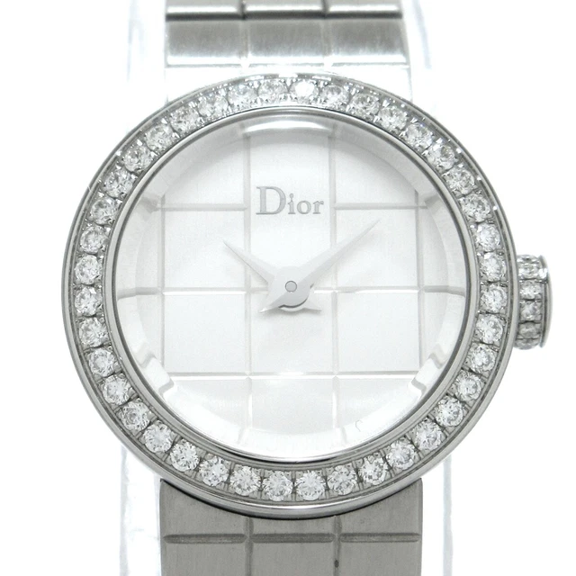 Auth DIOR/ChristianDior Mini La D De CD040111 FL1193 Silver Women's Wrist Watch