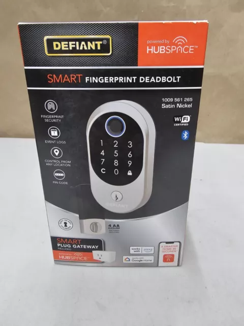 Hubspace Satin Nickel Round Biometric Fingerprint Electronic Touchpad Deadbolt