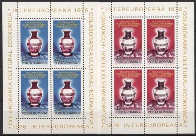 Rumänien 1976 INTEREUROPA Keramik Vasen Block 133/34 postfrisch (C92051)