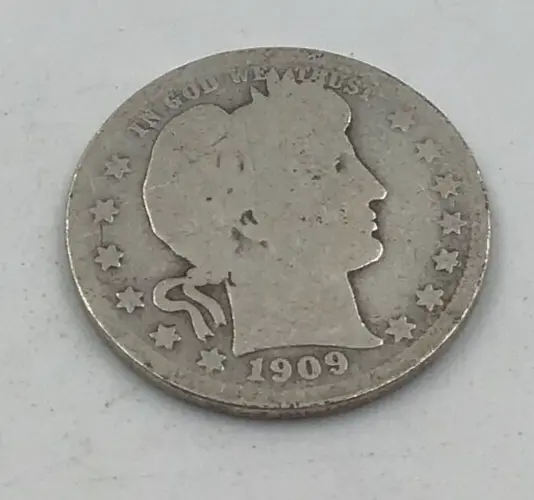 1909 Silver Barber Quarter Average Circulated