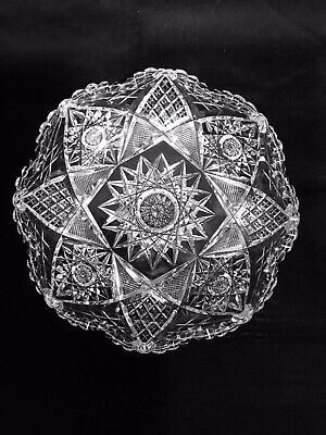 American Brilliant Cut Glass "CORINTHIAN" 1890's Antique Bowl Signed LIBBEY