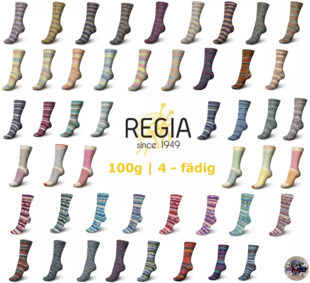 100g REGIA COLOR 4-fädig 4-fach Sockenwolle - große Farbauswahl (55,00-59,50€/kg