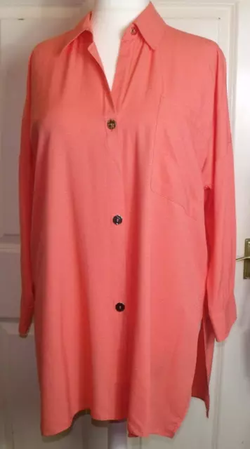 New Marina Kaneva 🌼 Pink 35" Longline Blouse Tunic Top 🌼 Size 16  # 1117*