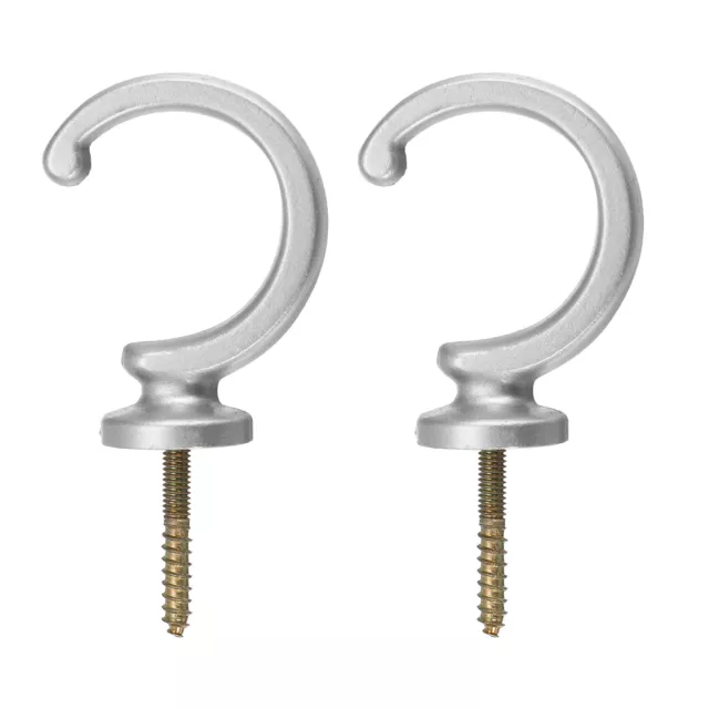 2Pcs Aluminum Alloy Wall Mounted Curtain Holdback Drapery Tieback Hooks, Silver