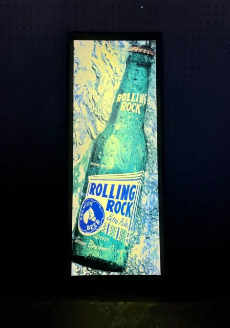 Rolling Rock Premium Beer Long Neck Lighted Glass Sign Bar Light Latrobe Brewing