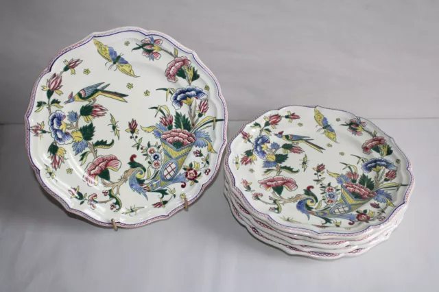 6 assiettes plates faïence de Gien  Décor à la Corne d' Abondance 25 cm,  lot 2